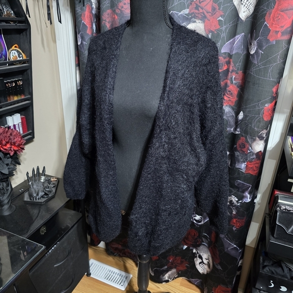Urban Outfitters Sweaters - Women's Black Open-Front Fuzzy Cardigan, Med
